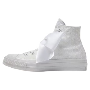 匡威新款1970s白色高帮女款可拆丝绸蝴蝶结休闲帆布鞋婚鞋A07078C