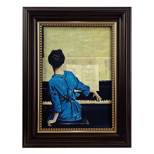 法式复古钢琴油画桌面摆件轻奢相框客厅卧室办公桌背景墙装饰挂画