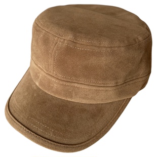 25秋/显高颅顶平顶帽男女款古早味韩女感麂皮绒酷感挺阔马术帽