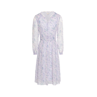 JESSIE25年秋季新款优雅气质连衣裙女装度假风碎花V领长袖印花裙