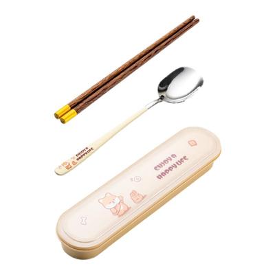 onlycook卡通便携餐具三件套装