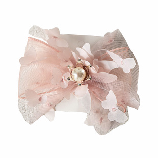 2025春夏儿童头饰粉色系蝴蝶结发夹在逃公主皇冠头纱王冠发箍超仙