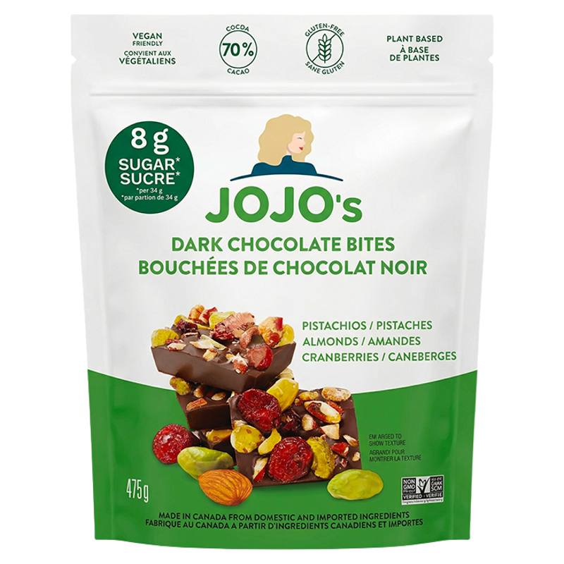 加拿大进口JOJO'S蔓越莓扁桃仁开心果70%纯可可脂黑巧克力475g