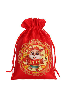 中国风可定制红色织锦缎春节福袋