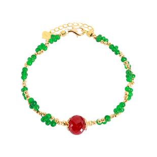 若华珠宝绮梅 赞比亚祖母绿宝石手链18K金红宝石手串彩宝手饰礼物