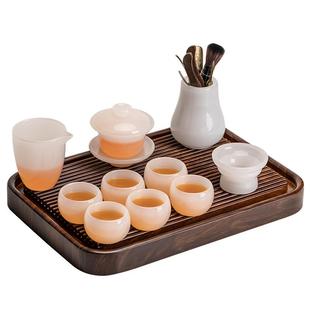 白玉琉璃茶具套装家用轻奢高档功夫泡茶杯高端盖碗办公室送礼盒装