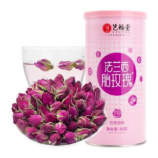 艺福堂干玫瑰花茶法兰西胎玫瑰奶粉罐女性滋补调理搭枸杞红枣泡水