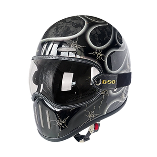 玻璃钢碳纤维复古头盔摩托车全盔男女猪鼻盔哈雷巡航美式机车