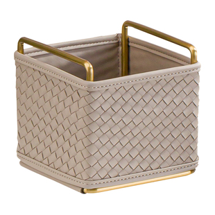 轻奢皮质笔筒收纳盒摆件创意客厅化妆品钥匙手机遥控器桌面整理篮