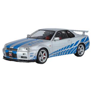 1:18日产GTR战神R34合金车模仿真汽车模型跑车男孩玩具车收藏摆件