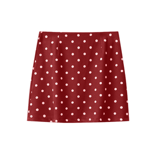 DPLAY【惠品】2025年夏季新款红色波点半身裙女好看短款裙子短裙