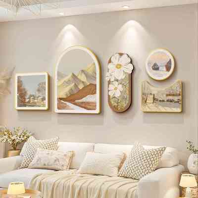 背有靠山客厅装饰画奶油风沙发背景墙挂画大气高级感2025新款壁画