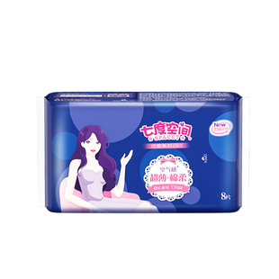 【万人收藏】七度空间80片338mm长夜用卫生巾亲肤透气姨妈巾正品