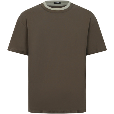 LEZORA螺纹强捻棉撞色双层领T恤