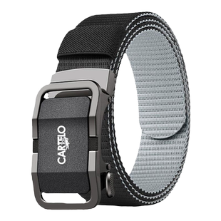 卡帝乐鳄鱼2025新款自动扣头腰带男士皮带松紧潮流帆布编织裤腰带