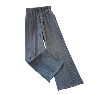 加厚加绒裤子女冬季2025新款高腰窄版直筒小个子羊绒休闲阔腿裤xs