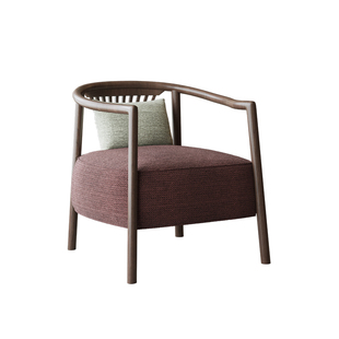 新中式实木洽谈桌椅组合设计师酒店商务接待休息区实木单人位沙发