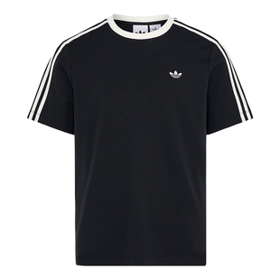 adidas阿迪达斯三叶草三条纹撞色舒适男休闲运动短袖T恤 KX7991