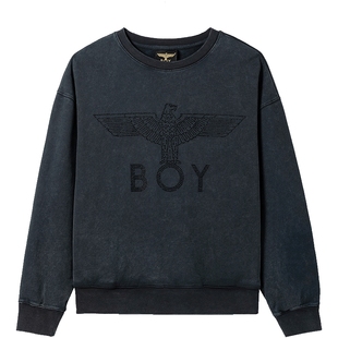 BOYLONDON春季男女同款长袖上衣复古休闲潮牌圆领套头卫衣N03068