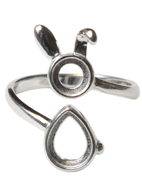 女式戒托小兔子琥珀蜜蜡包邮燕子