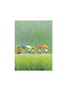 嬉戏青雨卡通diy数字油画装饰画
