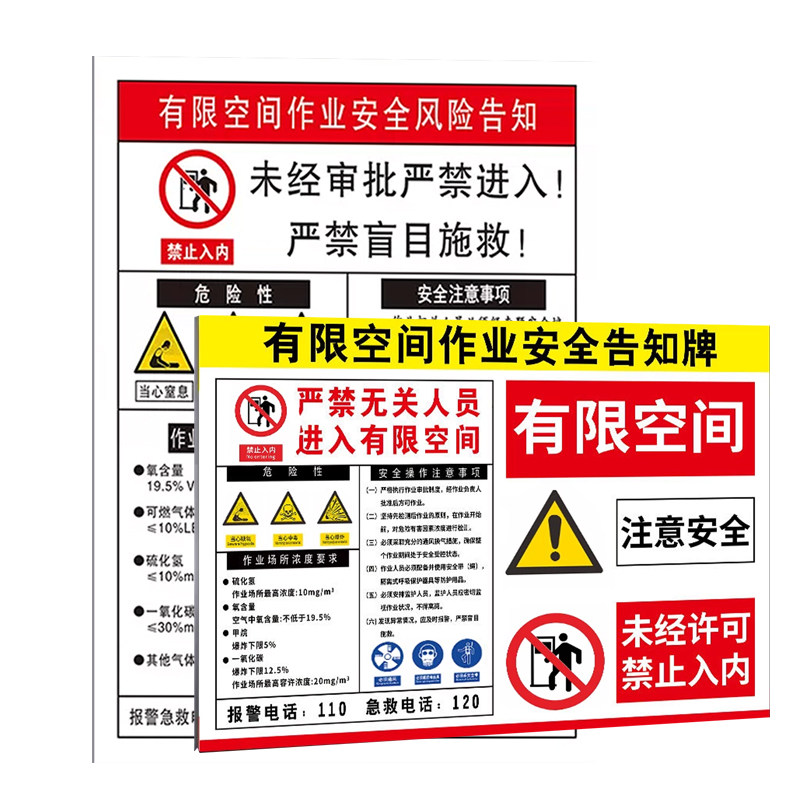 有限空间警示标识牌安全告知牌