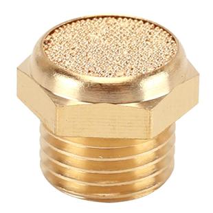 黄铜气动电磁阀消声器M5/1/2/3/4分6分1寸外丝接头节流降噪静音器