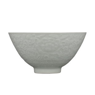 景德镇中式复古仿宋影青刻花面碗大碗宋宴青瓷餐具碗圆形面碗餐具