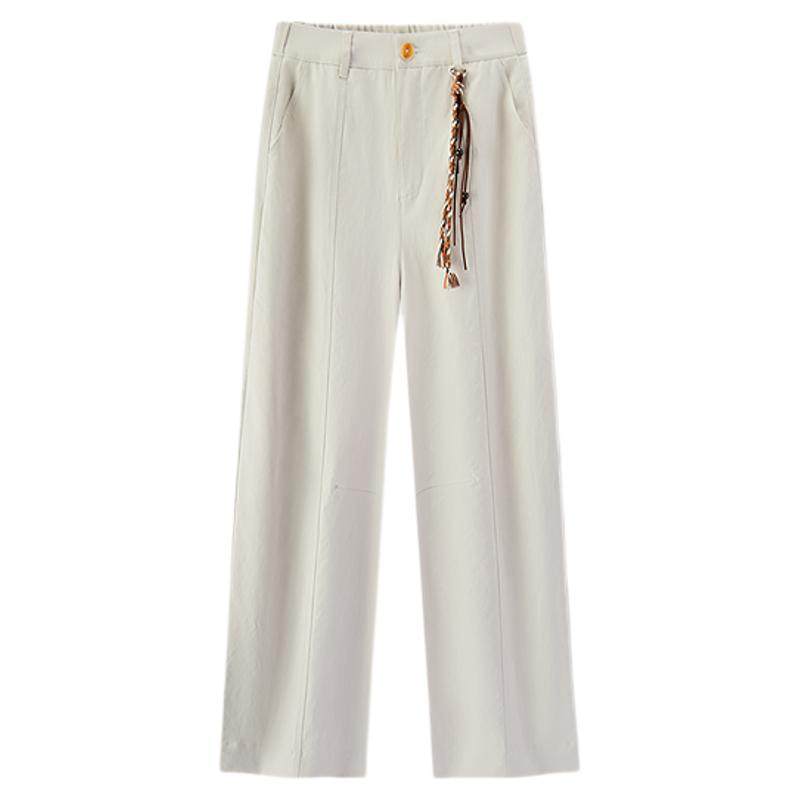 森马休闲裤女肌理长裤宽松2026新款弯刀裤微弹灰白色裤子韩里韩气