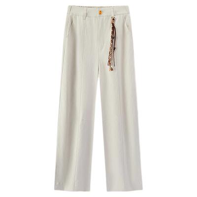 森马挂饰中缝肌理弯刀休闲裤女