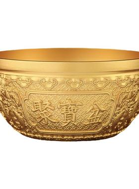 铜聚德 全铜聚宝盆铜碗实心金饭碗麒麟家居办公客厅装饰聚财摆件