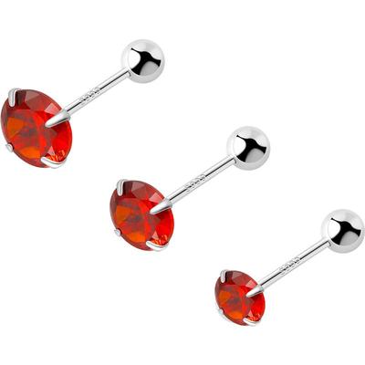 999纯银超闪红色钻石耳钉女