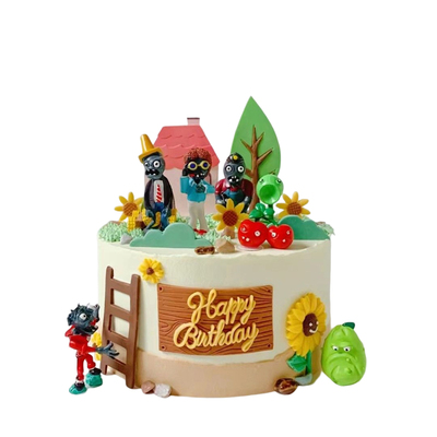 生日蛋糕装饰植物大战僵尸摆件