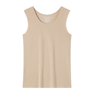 【阿米诺Air】舒雅女士随型裁氨基酸羊毛亲肤纯色圆领保暖背心