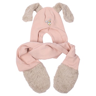 NewEra纽亦华男女童帽子兔耳朵围巾加厚可爱儿童针织帽13489679