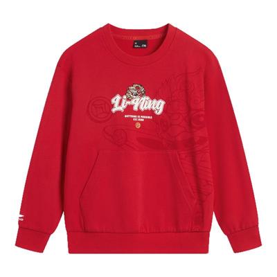 李宁男童红色卫衣儿童新年款正品