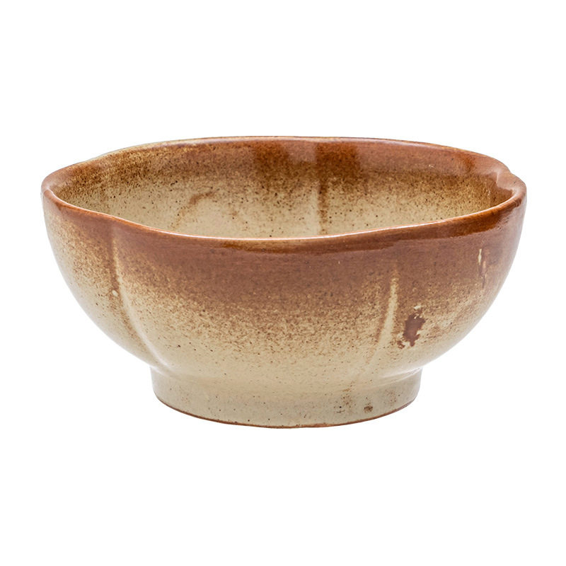 侘寂风手工粗陶花瓣碗小众餐具