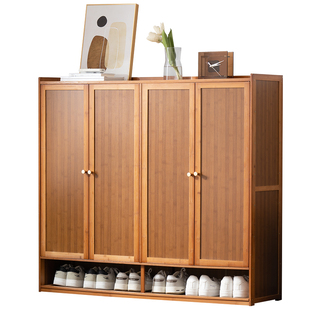 门口鞋柜家用室内大容量入户楠竹防尘玄关柜一体储物收纳简易鞋架