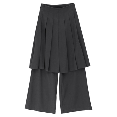 eihey诶嘿小众设计宽松叠穿阔腿裤拖地假两件西装百褶半身裙长裤