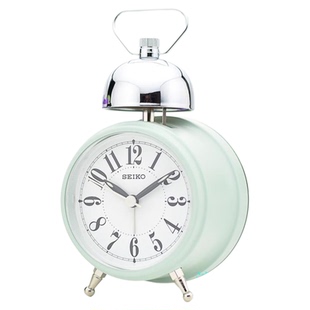 SEIKO精工静音儿童创意个性夜光简约床头复古学生闹钟QHK055B