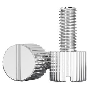 304不锈钢一字槽单头手拧螺丝圆柱小头圆形滚花平头螺钉M3M4M5M6