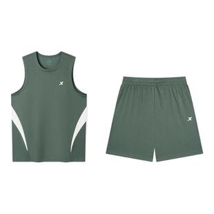 特步篮球运动套装男2025夏季新款透气短裤背心篮球服975229680167