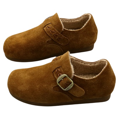 真皮全包勃肯鞋女加绒保暖棉鞋