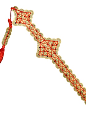 纯黄铜五帝钱摆件铜钱剑