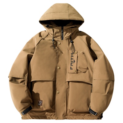 ALLIN 连帽工装羽绒服男生冬季加厚保暖潮牌情侣鸭绒防寒夹克外套