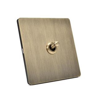 PIALT 仿古做旧86型青古铜色拉丝金属拨杆开关插座酒店新中式单开