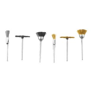 带柄钢丝磨头钢丝刷3mm笔形铜丝刷碗型T型刷文玩清洁刷电动打磨头