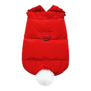 宠物狗狗衣服冬装比熊小狗小型犬可牵引新年红色马甲喜庆90羽绒服