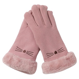 MISSION UV保暖手套女冬季手套加厚加绒可爱女款防寒骑车触屏手套