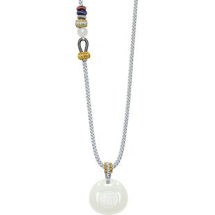 周六福天然和田白玉吊坠男女如意福袋项链佳礼玉石新年礼物